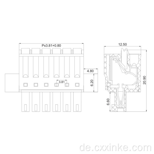 3,81 mm Pitch Plug-In-Anschluss an männliche und weibliche Anschlussblockanschluss mit Federknöpfen